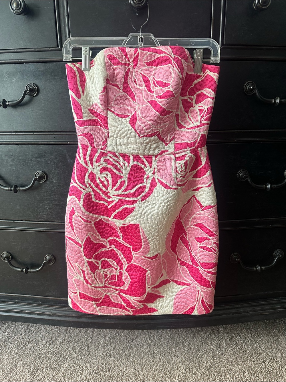Lilly Pulitzer Pink and White Floral Strapless Mini Dress